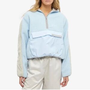 Jordan Cropped Pullover Jacket Women's Size 2XL XXL Blue Fleece Hooded